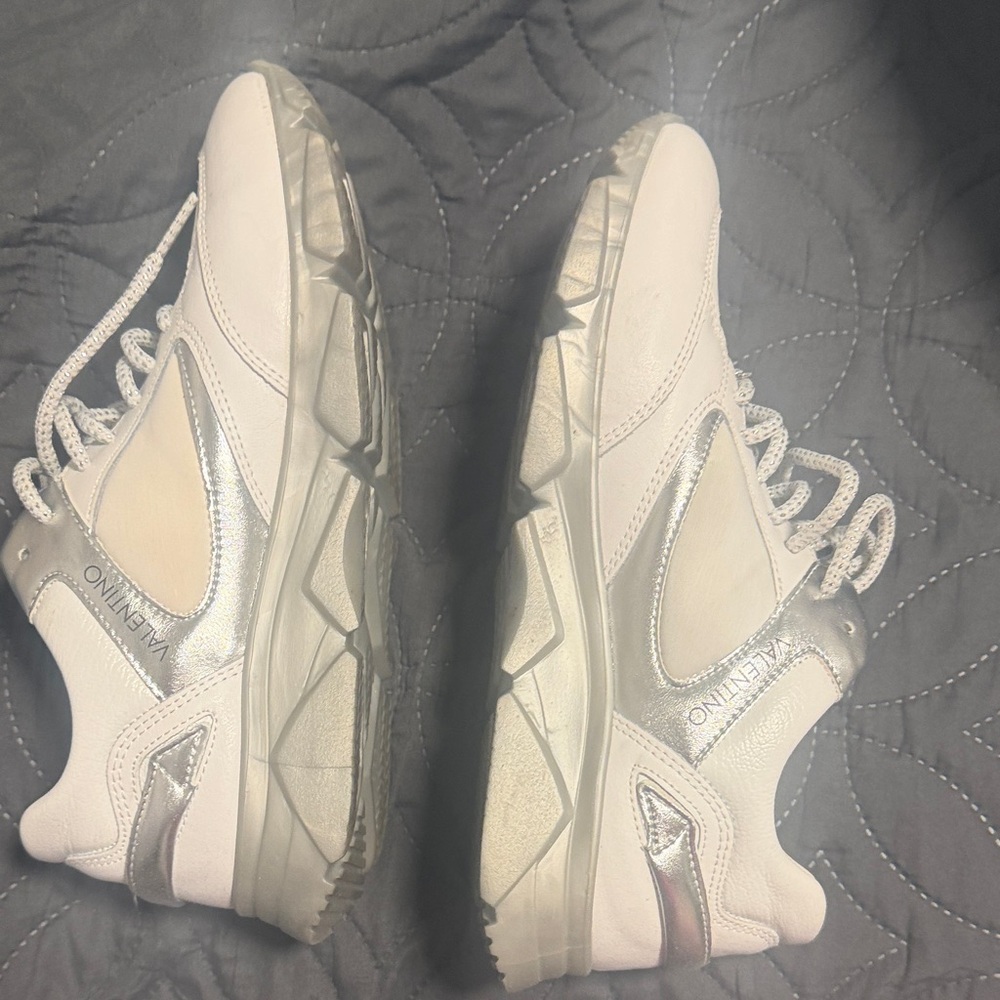 Valentino Women's Sneakers in Cream and Silver - Picture 3 of 4